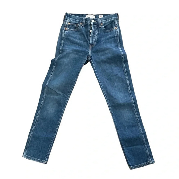 Re/Done Jeans - Double Needle Crop - Medium / Dark Wash - Size 24 - Picture 1 of 11